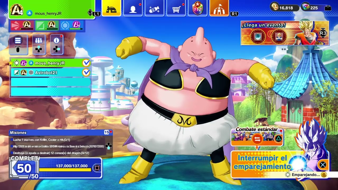 DRAGON BALL GEKISHIN SQUADRA Subi el rol especialista a rango A con gotenks y majin buu