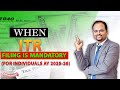 When ITR filing is mandatory for individual AY 2025-26 (FY 2024-25)?