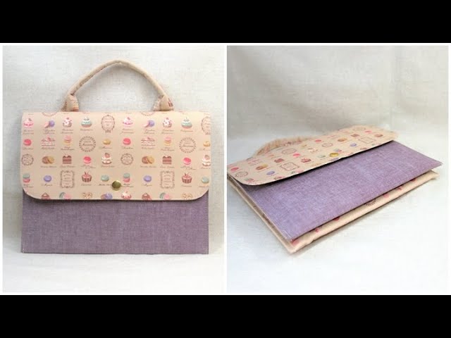 ペタンコポーチ簡単作り方 3ポケットタブレットケース作り方 裏地付