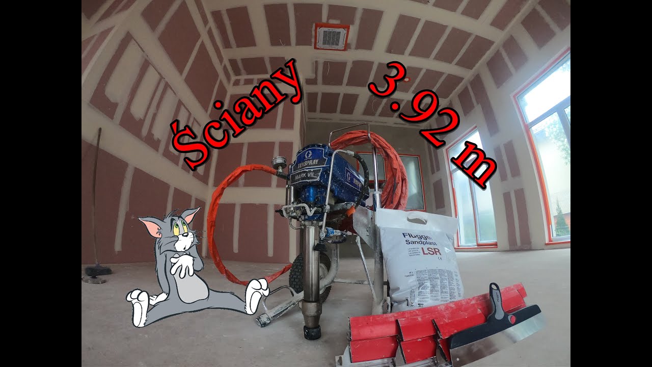 Szpachlowanie natryskowe ścian wysokich na 3.92 m