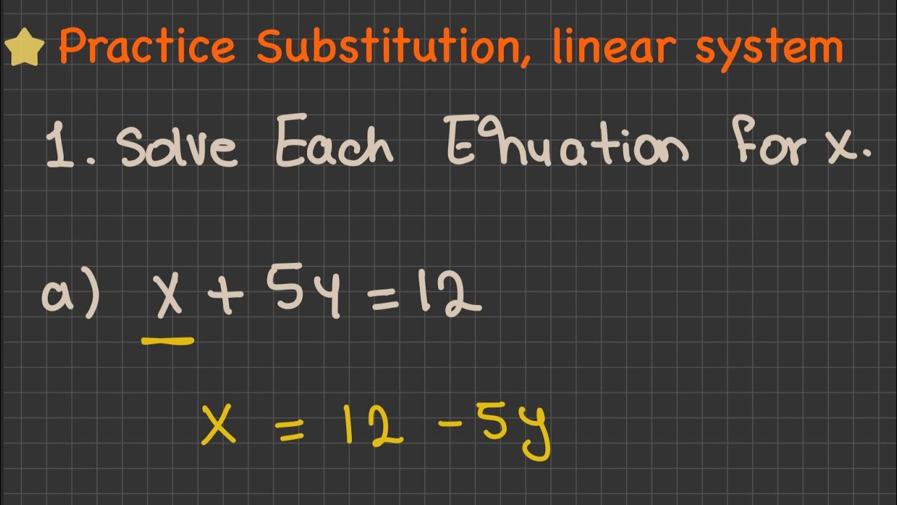 Solve Extra Solving Linear Systems by Substitution | Grade 10 Math Extra Practice ...