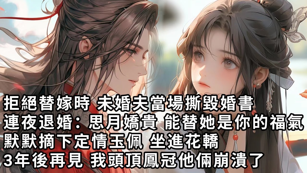 【一口氣看完】拒絕替嫁時 未婚夫當場撕毀婚書，連夜退婚：思月嬌貴 能替她是你的福氣，默默摘下定情玉佩 坐進花轎，3年後再見 我頭頂鳳冠他倆崩潰了