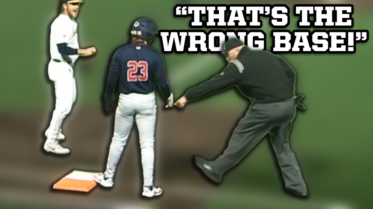 Runner tagged out while stepping on the wrong base, a breakdown