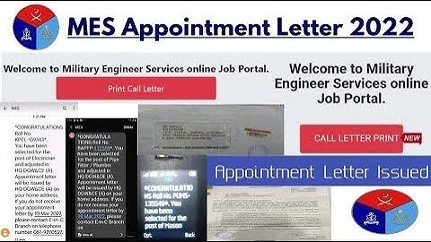 MES Appointment Letter 2022 | MES Joining Letter 2022 | MES Selection Call Letter 2022