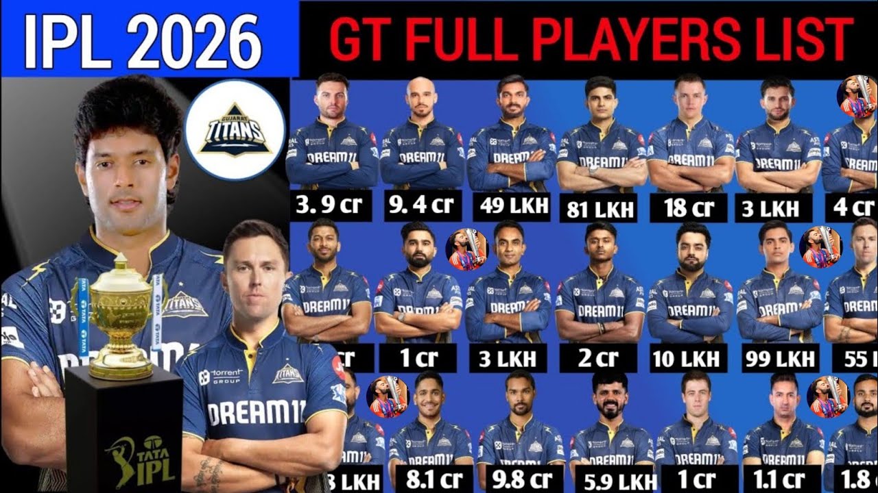 IPL 2026 | Gujarat Titans Full Players List | GT IPL Squad | GT Player Price And Salary 2026
