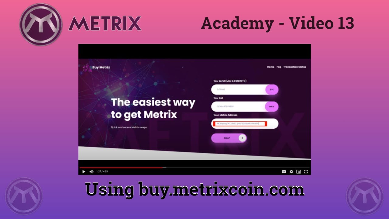 Metrix Academy 13 - Using buy.metrixcoin.com