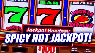 MEGA JACKPT WIN ON CHILLI HOT PEPPERS HIGH LIMIT SLOT MACHINE ➜ OH!! THAT'S A BIG ONE!