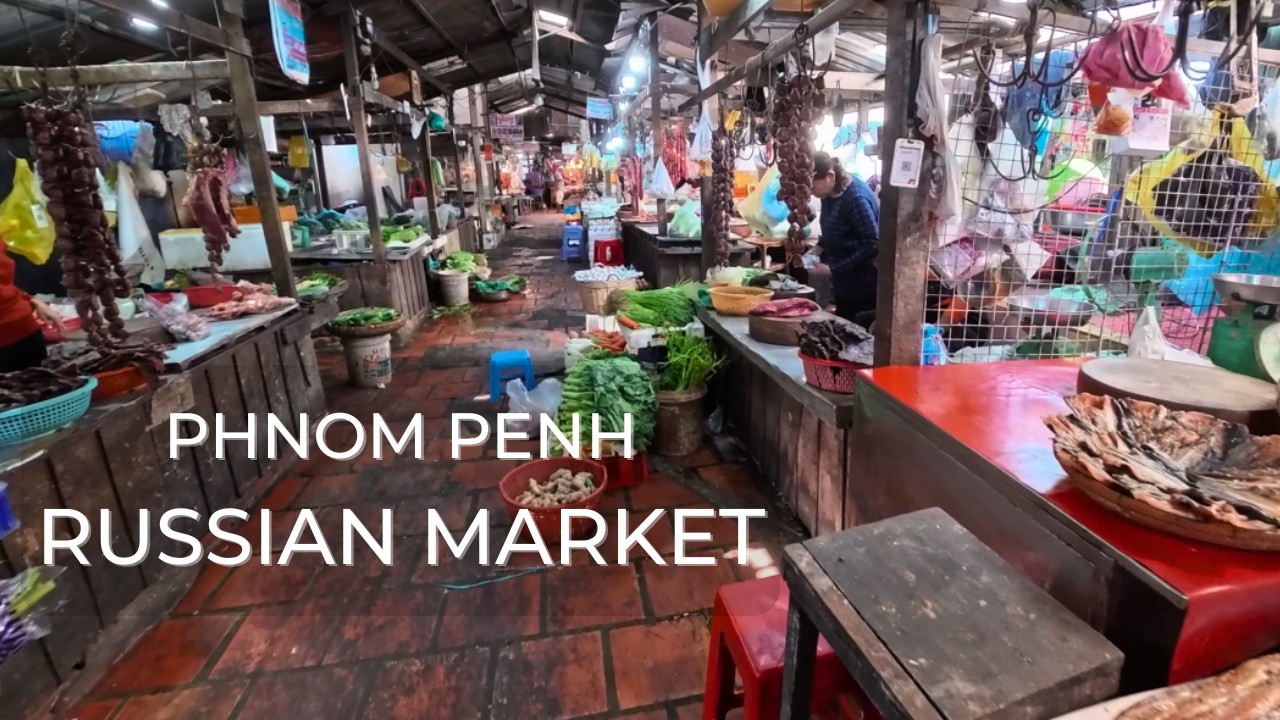 Phnom Penh, Cambodia - Russian Market & City Streets | 4K Walking Tour