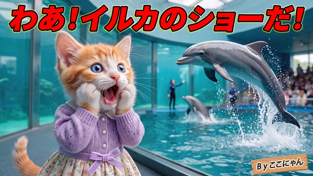 So Excited] Kokonyan visits her dream Aquarium: Her first dolphin