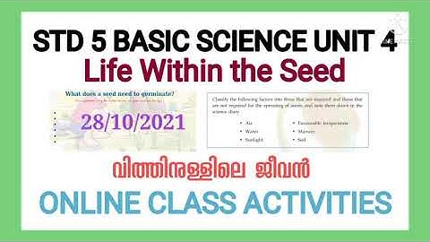 STD 5 BASIC SCIENCE UNIIT 4 LIFE WITHIN SEED|വിത്തിനുള്ളിലെ ജീവൻ|SCERT Kerala Syllabus Kite Victers|