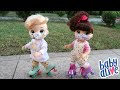 BABY ALIVE JUSTIN E NICOLE ANDANDO DE PATINS NO PARQUINHO