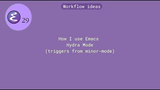 Emacs workflow ideas: How I use Hydra in a minor mode