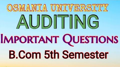 Auditing  | Important Questions |B.Com(OU) 5th Semester | UG | Degree