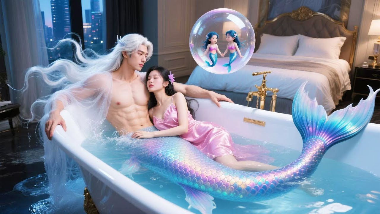 Wanita mabuk bersatu dengan ikan duyung lelaki, ia melahirkan anaknya, datang darat cari dia!