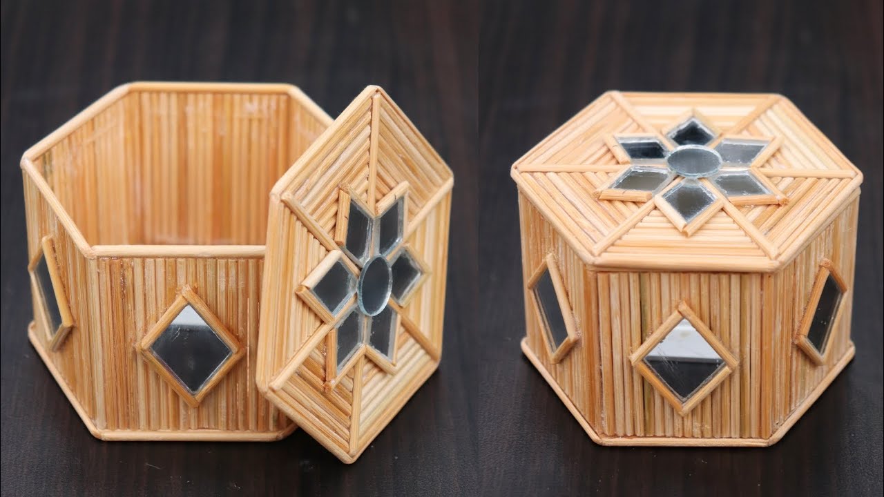 Handmade Jewelry storage boxes | DIY Jewellery Box made from Bamboo sticks and Glass Mirror