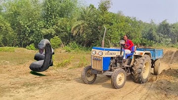 Jcb 3dx loading Mud in TATA Tippers Tractors Swaraj 744 Fe New Holland 3036 Tractor 4x2 Thar Truck