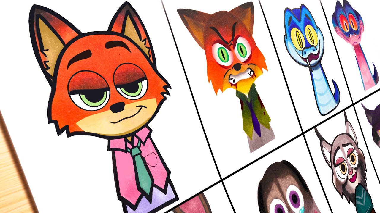 Рисование персонажей «Зверополиса» в стиле Спрунки — «Зверополис 2» (Джуди, Ник, Гэри)