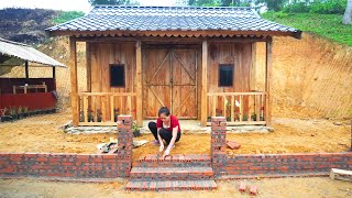Using Bricks to Build Fence Posts and Steps --Off Grid Cabin Was Built by ONE WOMAN