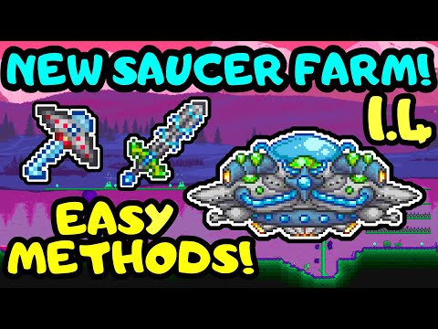 TERRARIA 1.4 MARTIAN SAUCER FARM! Easy Martian Saucers! Terraria 1.4 Martian Madness Event Guide!