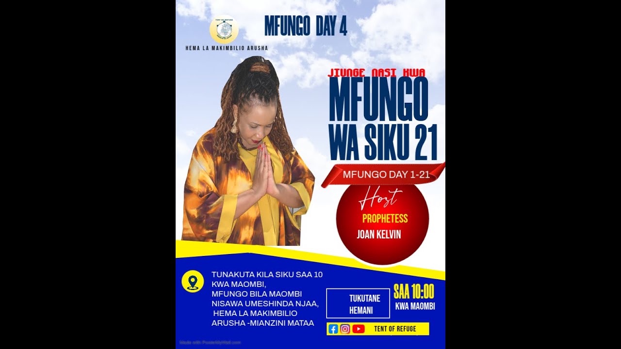 IBADA YA MFUNGO WA SIKU 21....DAY 4...KUJIWEKA WAKFU KWA BWANA,,,  ....T.O.R ,,,,,PROPHETESS JOAN