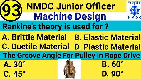 NMDC Model Paper 2021 Top 25 Machine Design Objective Questions And Answer For All Exams - Part 93