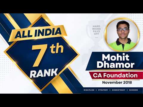 AIR 7 Mohit Dhamor CA Foundation May 2018 Interview