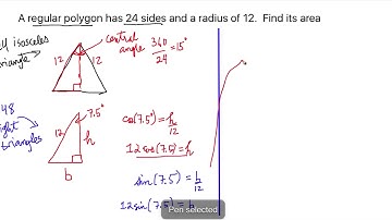 Area of Regular Polygon - many sides - given radius