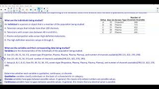 Math 14 1.1 Objective 4: Determine whether each variable is​ qualitative, continuous, or discrete.
