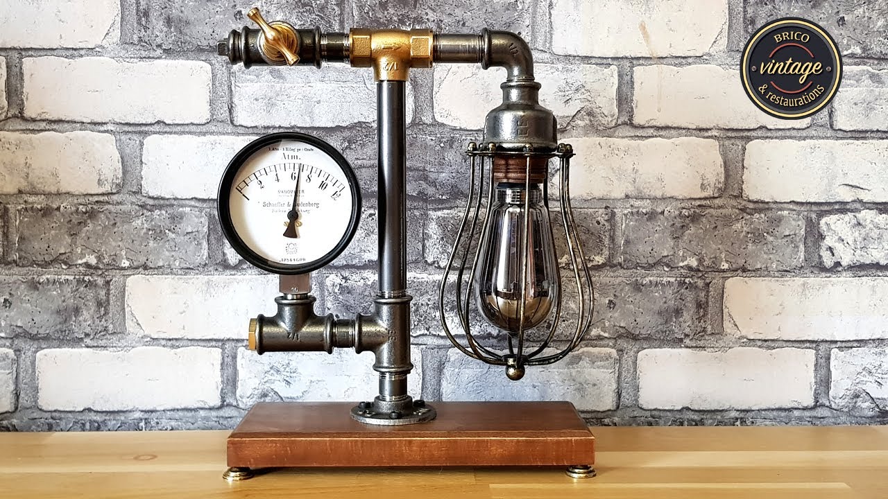 Industrial manometer tap lamp... Lampe manomètre robinet industriel