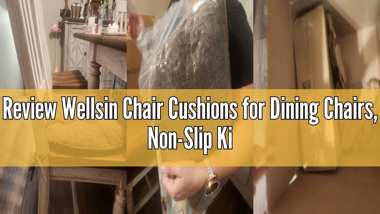 Review Wellsin Chair Cushions for Dining Chairs, Non-Slip Kitchen Chair Pads with Ties, Tufted Shred