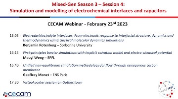 Mixed-Gen S. 3 Session 4: Simulation and modelling of electrochemical interfaces and capacitors