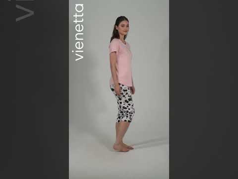 Купить Хлопковый комплект из футболки и капри VIENETTA 4050020046 в Украина в Lingerie.ua - Одяг для дому та відпочинку, Видео 1