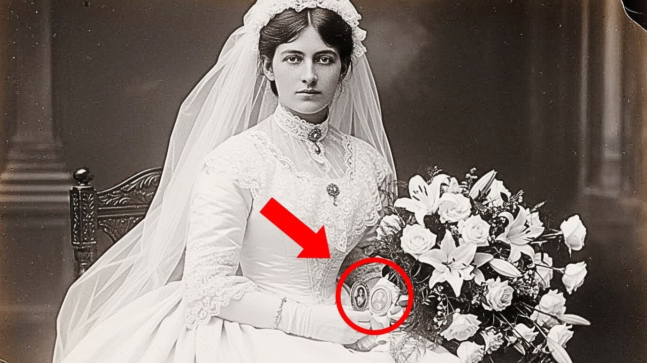 In this 1899 bridal portrait, her bouquet conceals an unsettling truth