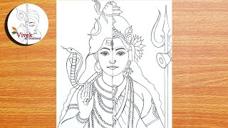 Easy Shiv Shakti Drawing for Beginners | Drawing of Half Lord Shiv Half Maa Parvati Step by Step