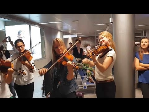 فيديو في جنيف فرقة موسيقية تعو ض تأخر الطائرة بتأدية مقطوعة للعبقري فيفالدي