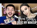 MY TWIN BROTHER PICKS MY MAKEUP | Jackie Ann