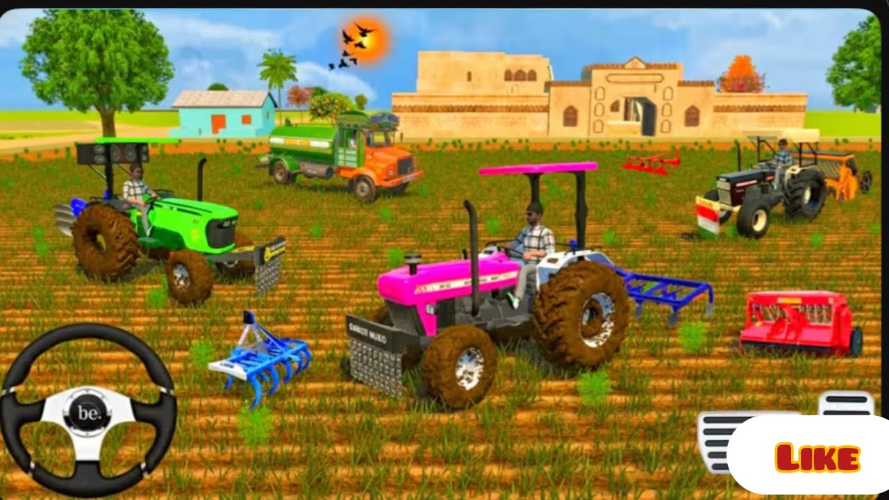 FARMING 🌿🌾 NEW HOLLAND 🚜 // JOHN DEERE 🚜 // SWARAJ 🚜 // TRACTOR FROM WATER TANKER 🚒3D GAM PLAY 