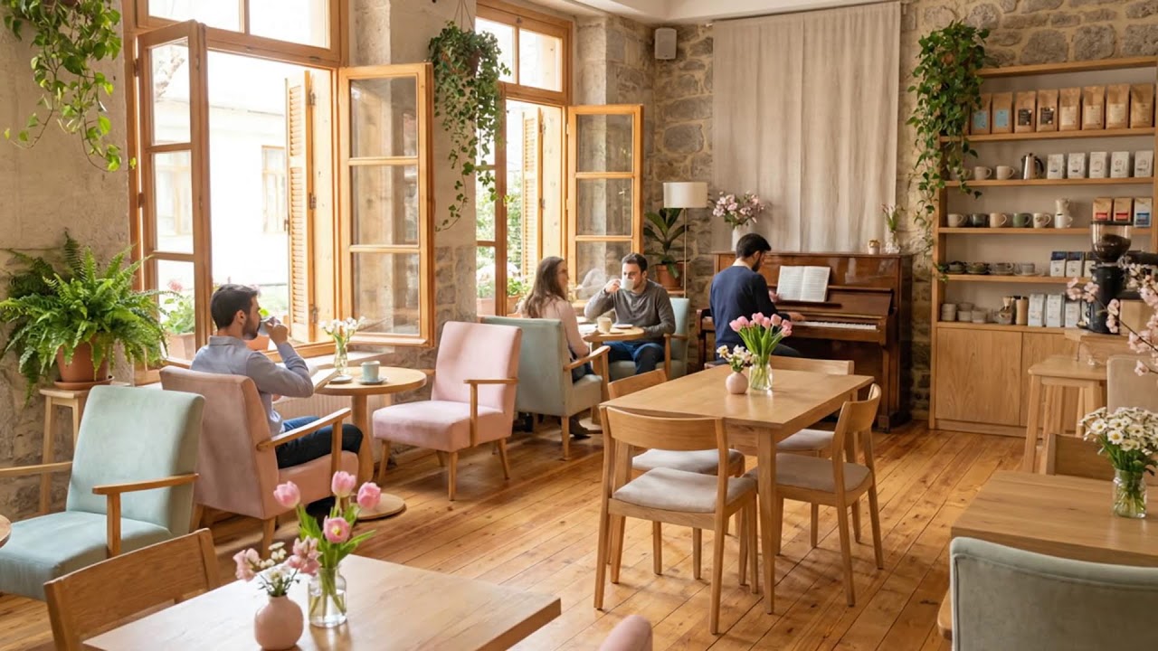 따뜻한 커피, 상쾌한 봄 재즈 ☕🌱 아늑한 카페