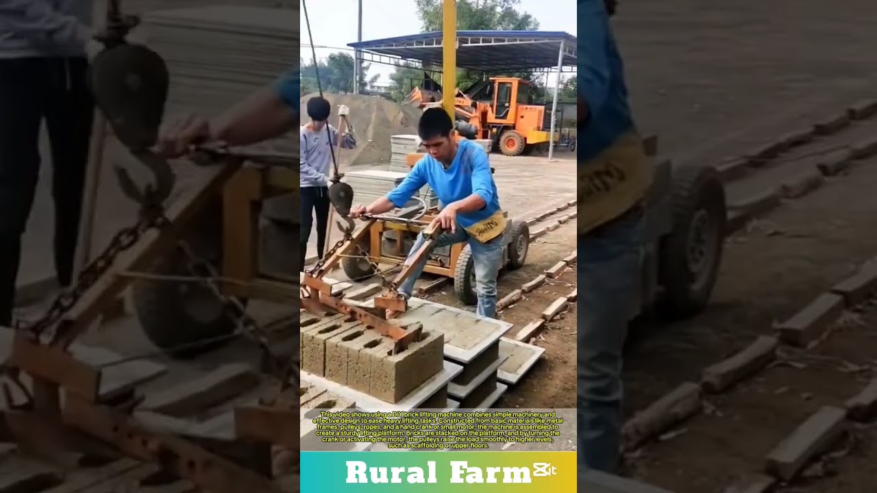 Using a DIY brick lifting machine: simple machinery and effective