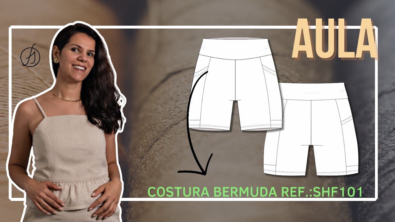 Aula de costura moda fitness: Bermuda com bolso