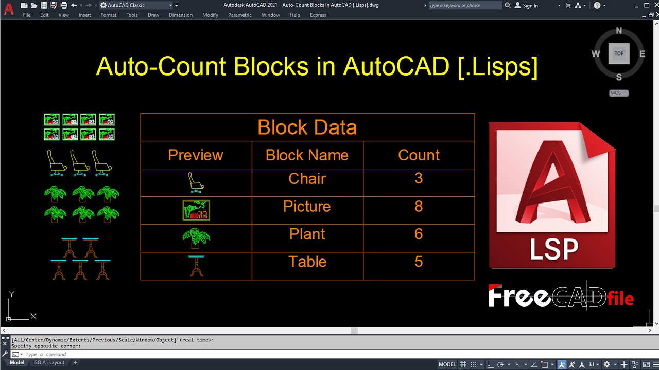 คำสั่ง count  New 2022  Auto Count Blocks in AutoCAD  LISP