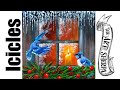 Icicles Blue Jays at Winter Window Acrylic Painting Tutorial Table | TheArtSherpa