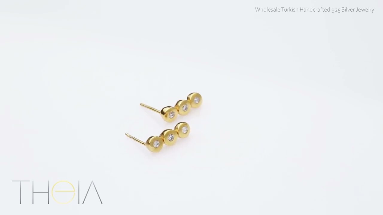 CZ Stone Round Design Silver Stud Earrings