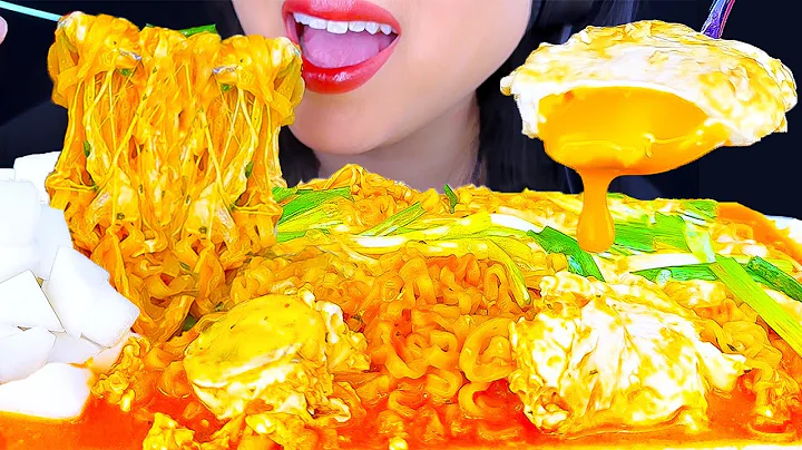 ASMR MUKBANG | Spicy Noodles Soft Boiled Eggs & Enoki Mushrooms | Eating Sounds | ASMR Phan