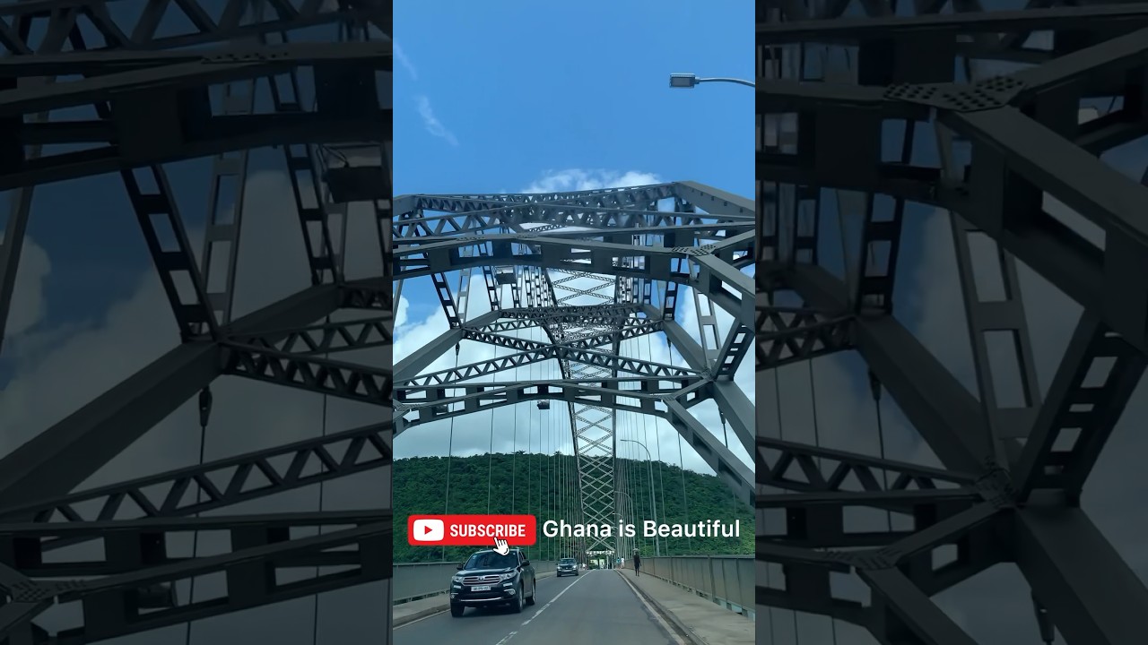 Driving on the Adomi Bridge over the largest man made lake