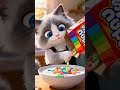 The CUTEST 3D Cat Makes Rainbow Cereal Breakfast! 😻🍓 Aesthetic Morning Routine! #catlovers #shorts