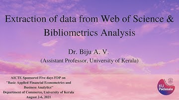 Extraction of data from Web of Science & Bibliometrics Analysis - 1