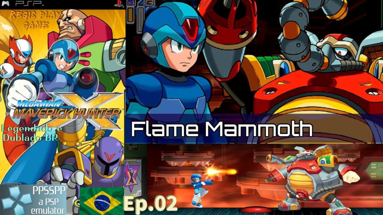 Mega Man Maverick Hunter X PSP Flame Mammoth Dublado e Legendado em português Br