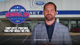 Month-Long Memorial Day Sales Event with Ford Employee Pricing