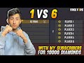 My 6 subscriber vs as rana 1 v 6 1000 diamond challenge  garena free fire